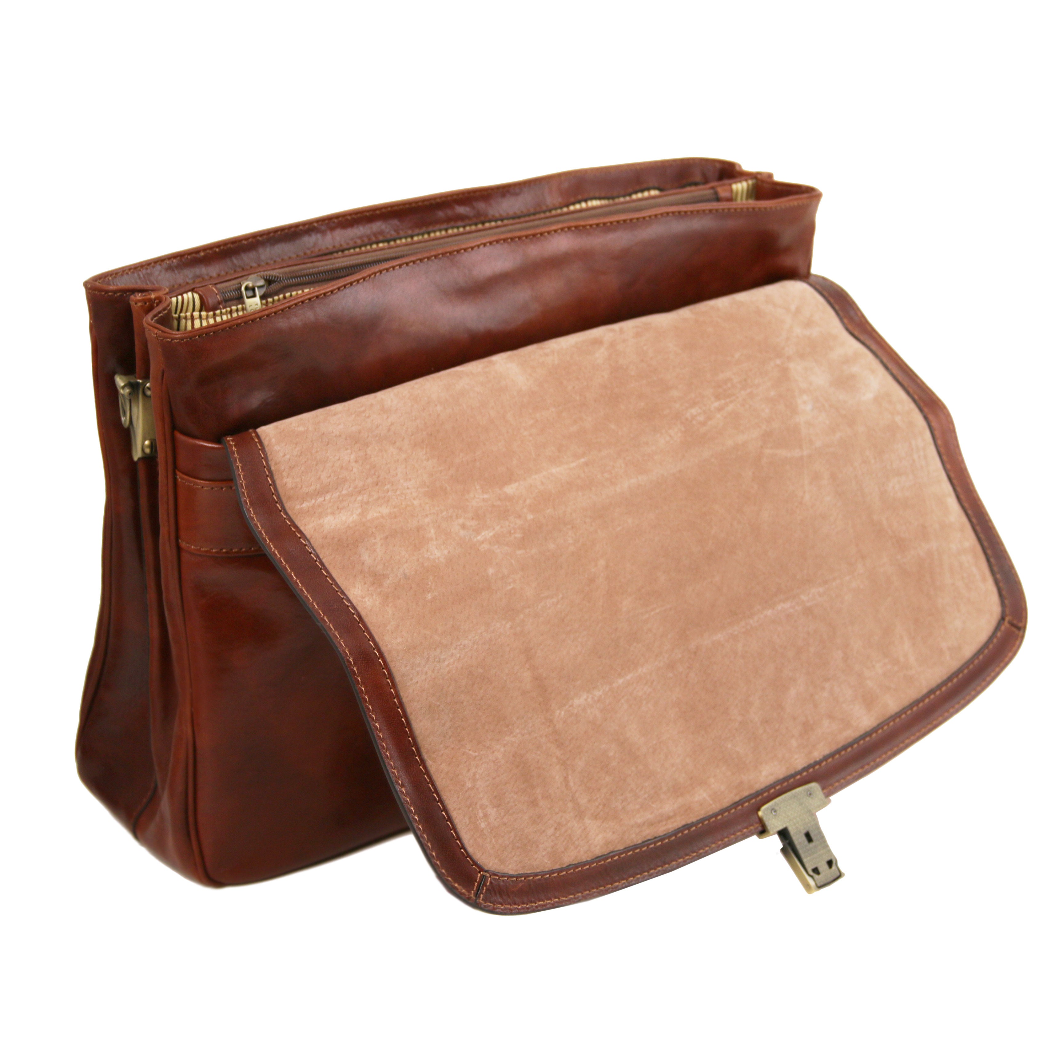 Resväska och Portfölj i Läder Mörkbrun Paket - NewBag4you
