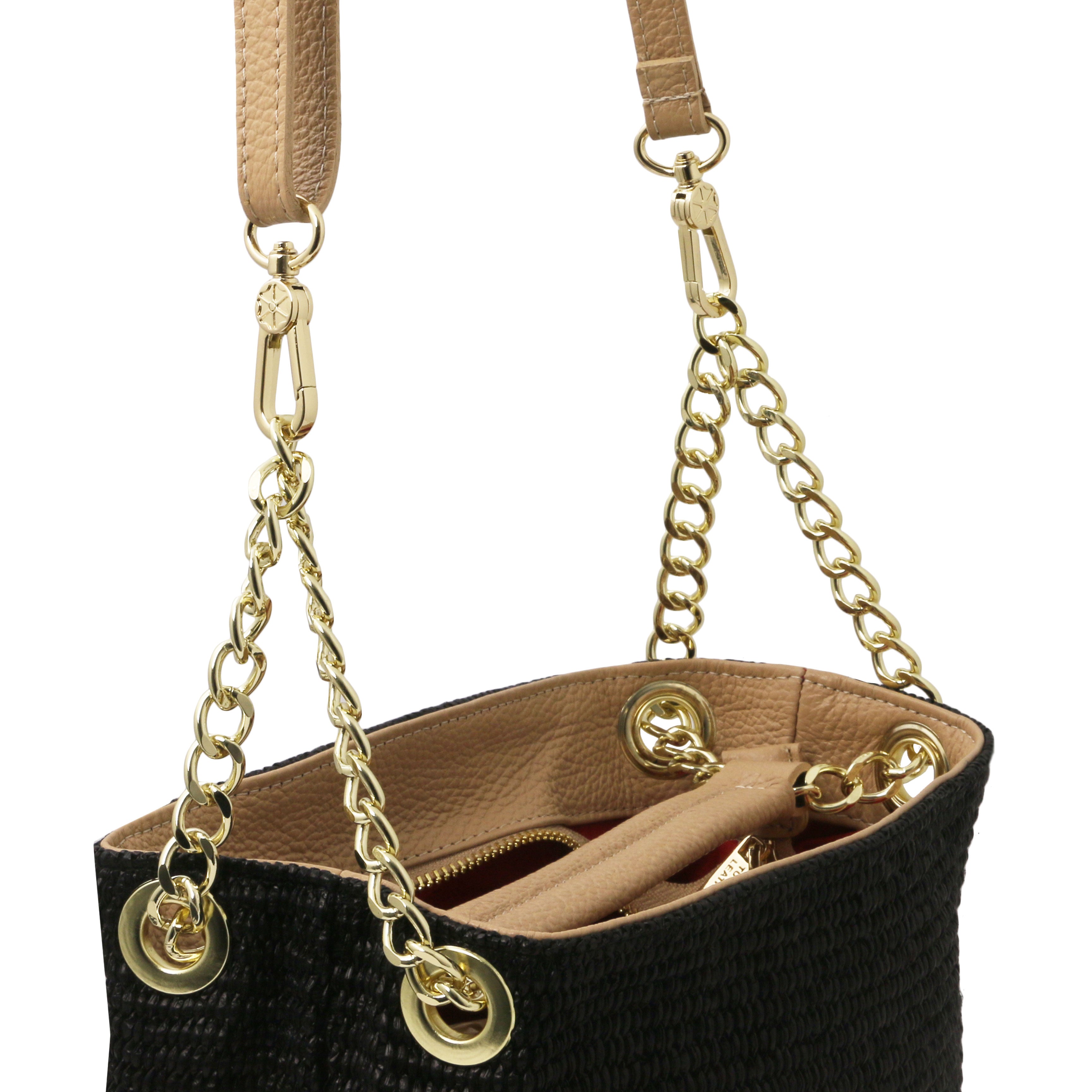 Bucketbag med halmeffekt