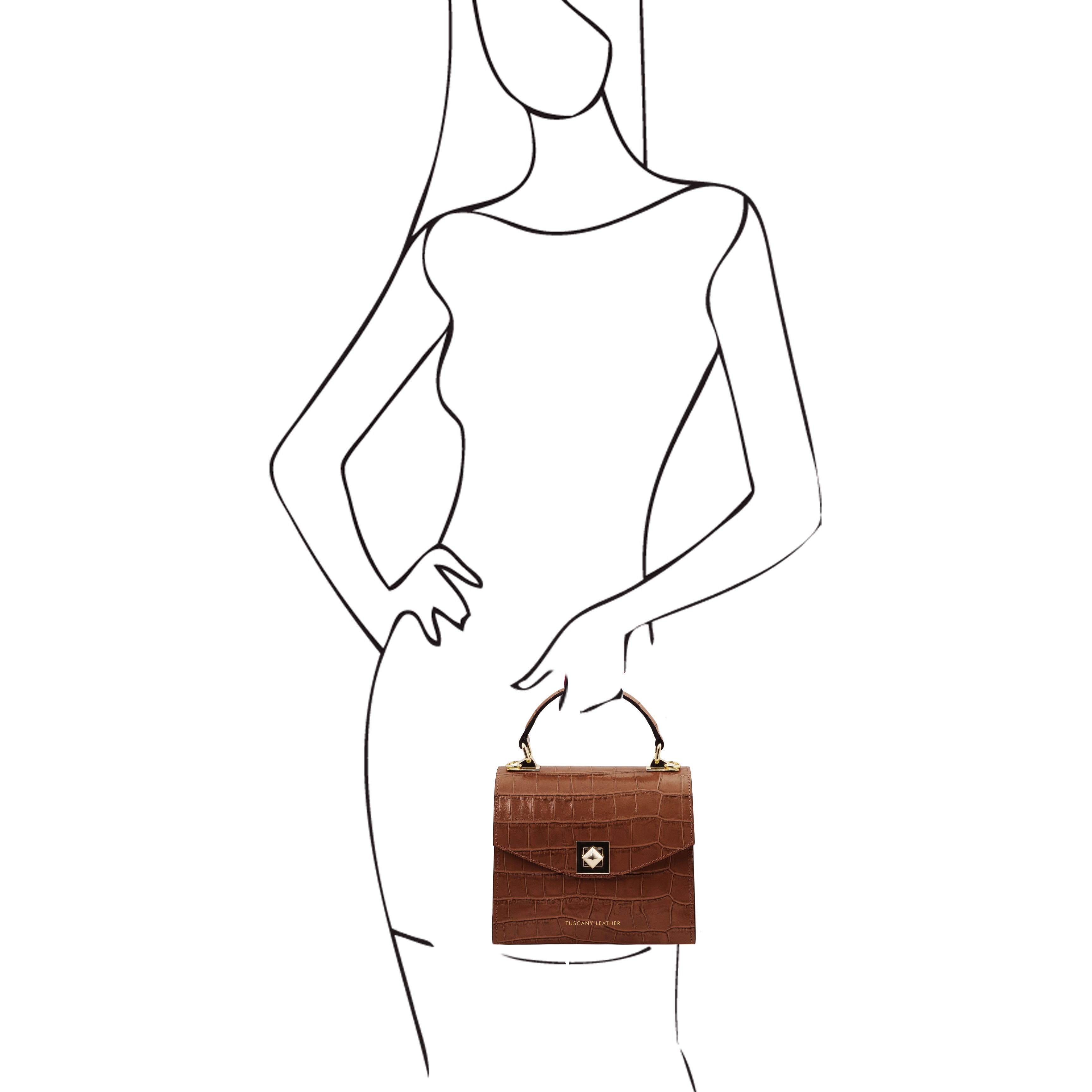 ATENA Croc Print Handväska i Läder - NewBag4you