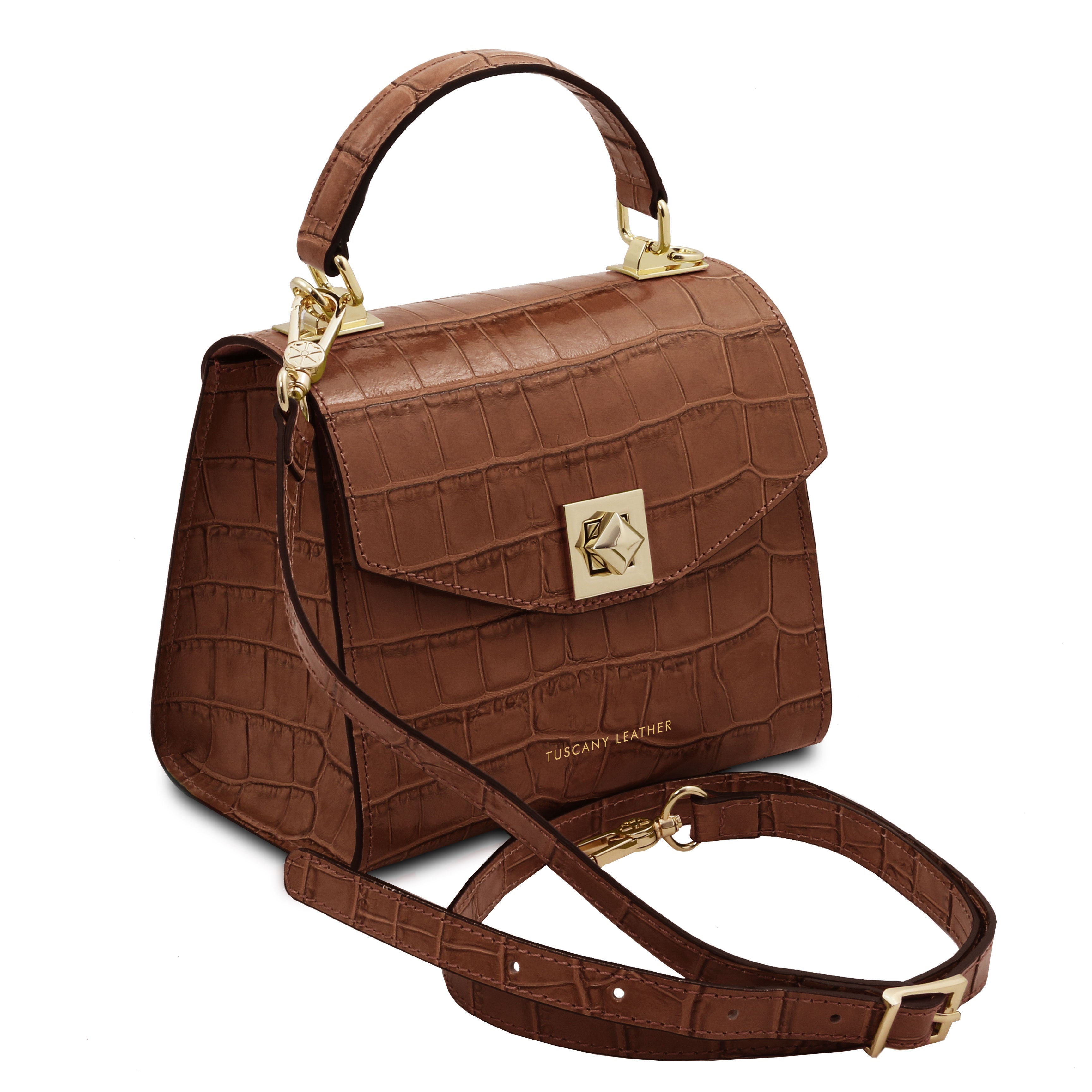 ATENA Croc Print Handväska i Läder - NewBag4you