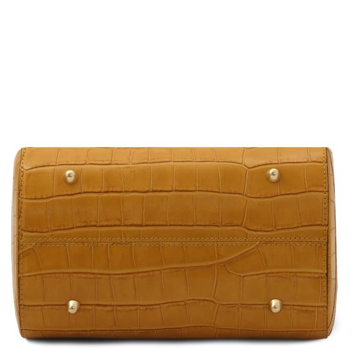 Laila Croc Print Läder handväska