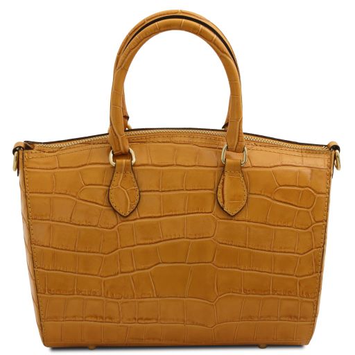 Laila Croc Print Läder handväska