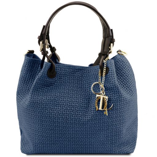 TL Key Luck - Vävd shoppingväska i läder