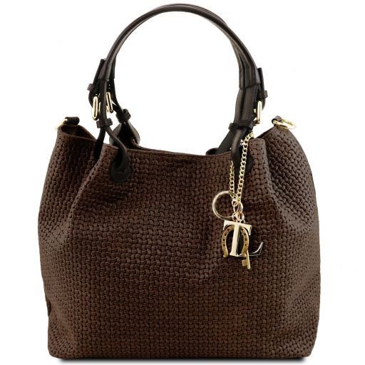 TL Key Luck - Vävd shoppingväska i läder