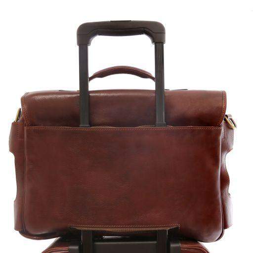 VENTIMIGLIA - Läderportfölj med framfickor First Class - NewBag4you