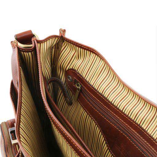 VENTIMIGLIA - Läderportfölj med framfickor First Class - NewBag4you