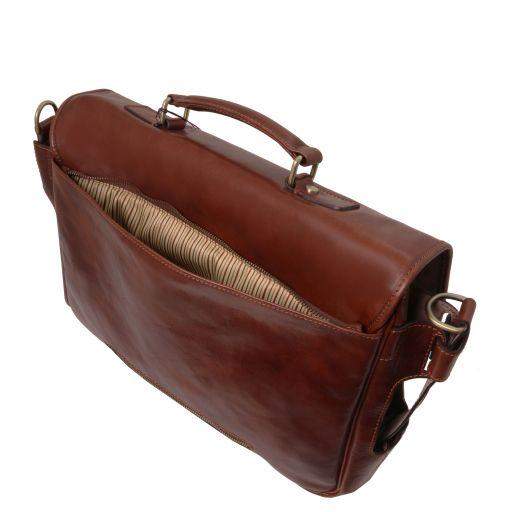 VENTIMIGLIA - Läderportfölj med framfickor First Class - NewBag4you