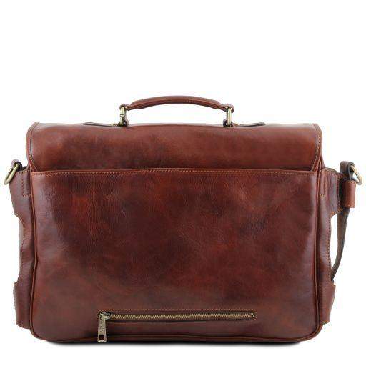 VENTIMIGLIA - Läderportfölj med framfickor First Class - NewBag4you