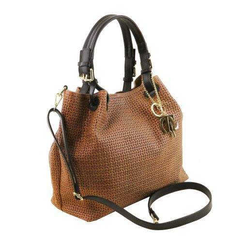 TL Key Luck - Vävd shoppingväska i läder - NewBag4you