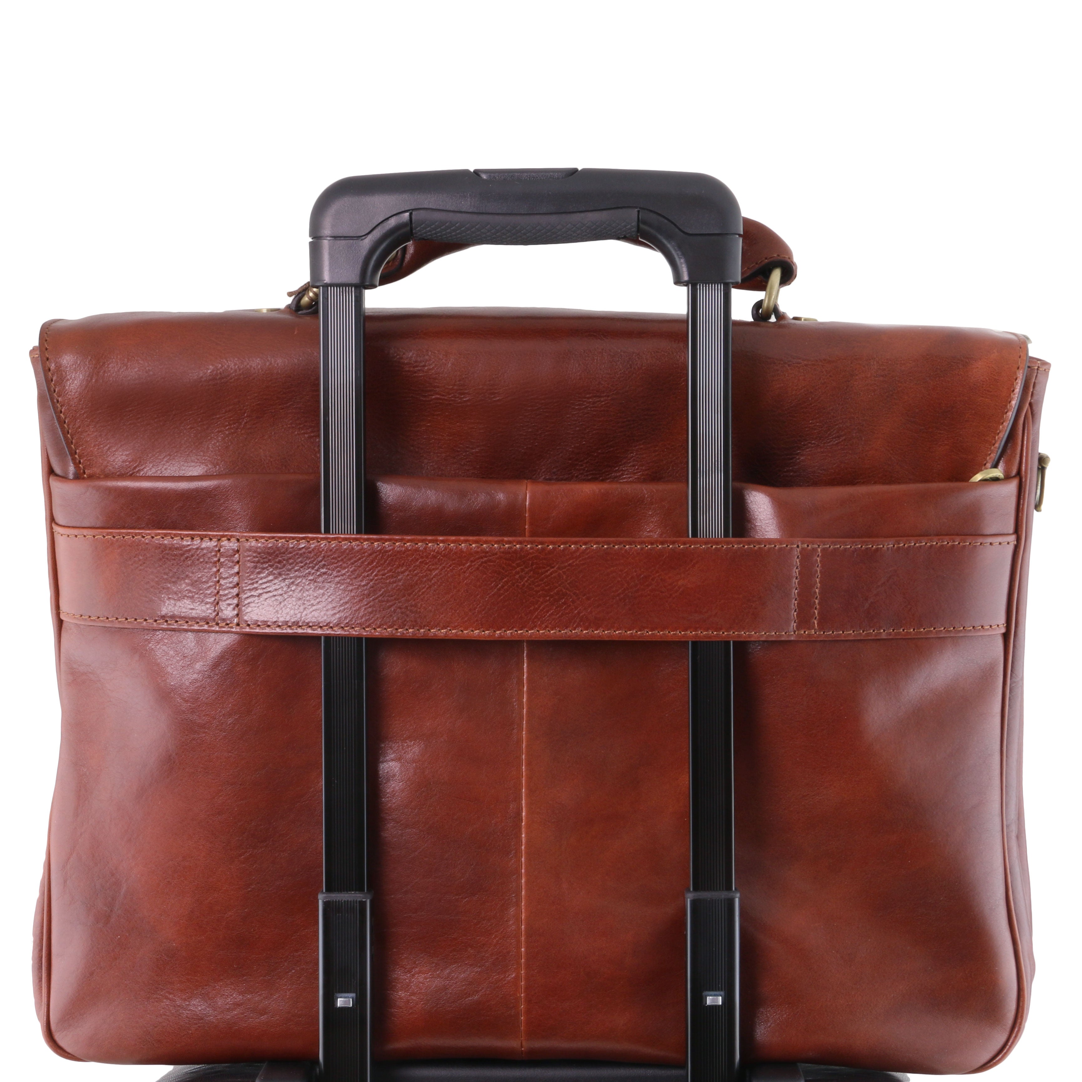 Resväska och Portfölj i Läder Mörkbrun Paket