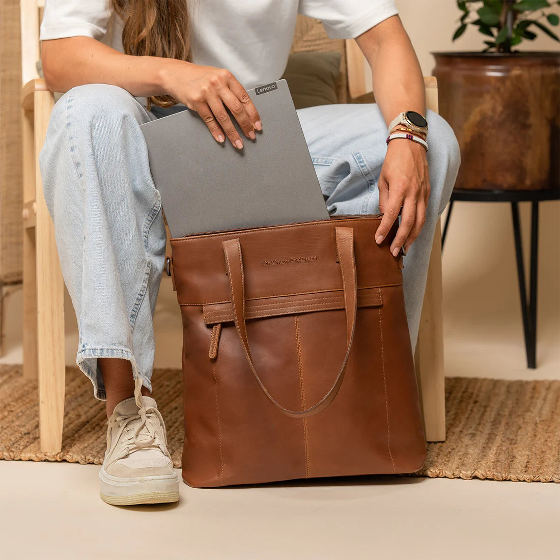 Shoppingbag i Skinn med Datorfack 15"