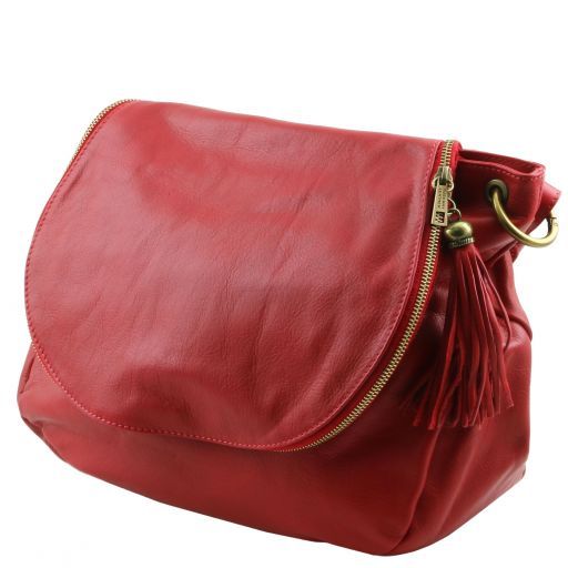 TL Bag - Axelväska av Mjukt läder med Tofsdetaljer