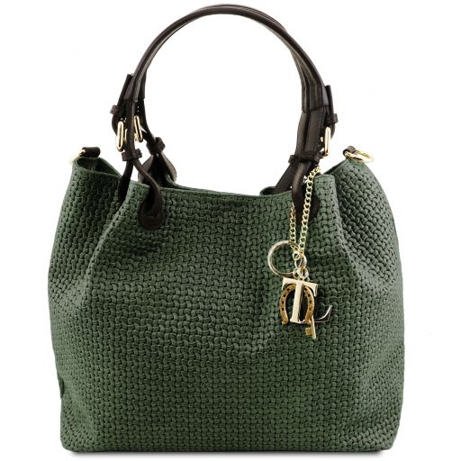 TL Key Luck - Vävd shoppingväska i läder