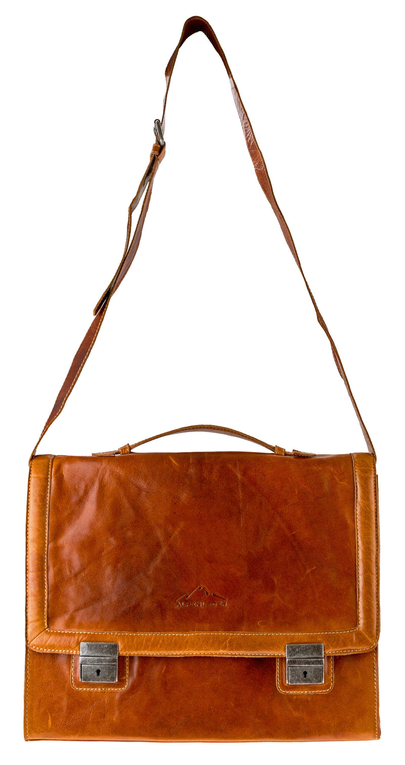 Alpenleder Cognac Messengerväska BUCHBINDER II i Läder