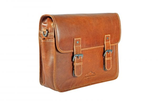 Alpenleder Leather bags for men Cognac Messenger TOURER i Läder