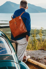 Alpenleder Ryggsäckar Cognac Ryggsäck PIGGYPACK i Läder