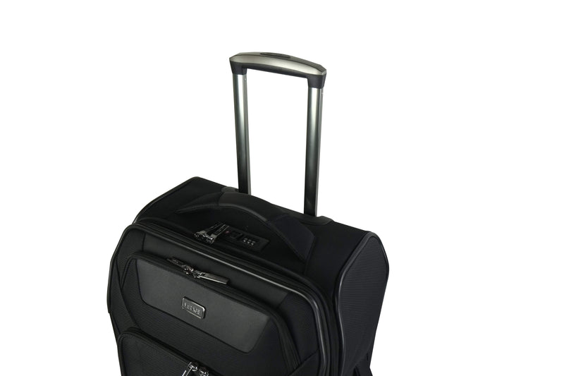 a piece of luggage sitting on top of a piece of luggage 