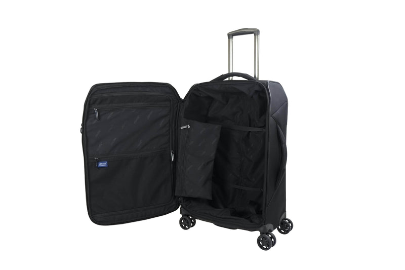 a couple of bags of luggage sitting on top of a table 
