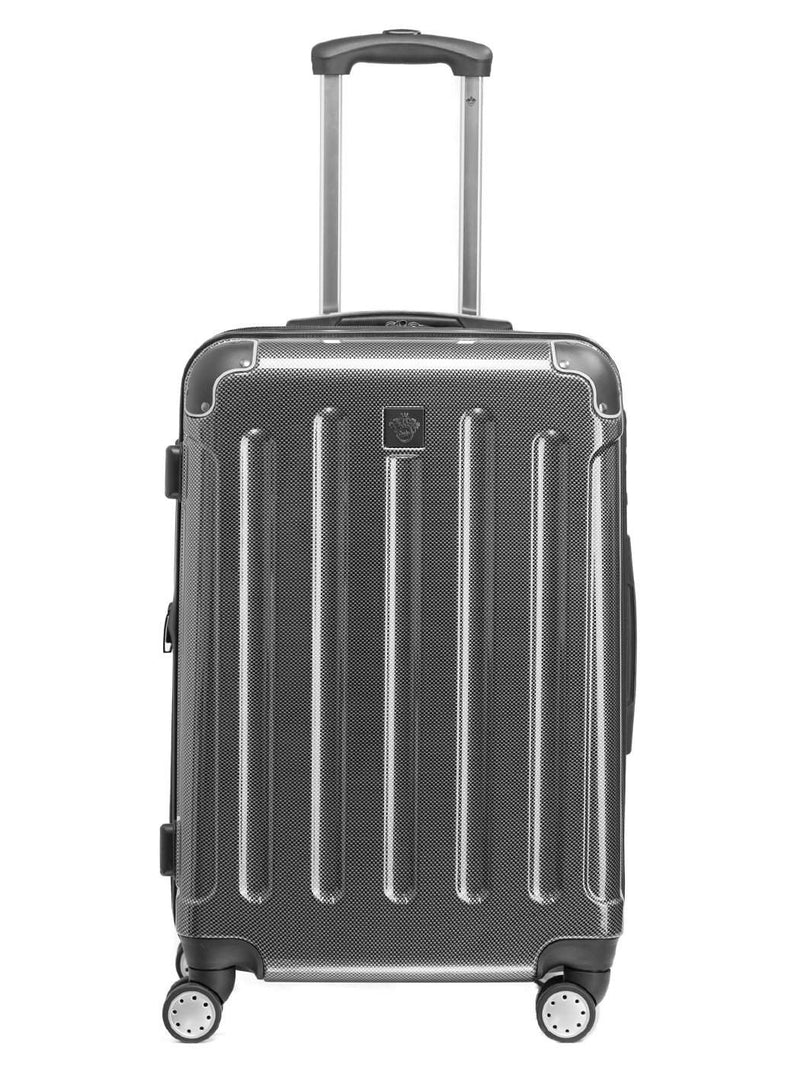 a black and white photo of a suitcase 