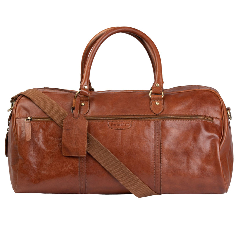 NYPD Cognac Weekendbag i Äkta Skinn NYPD