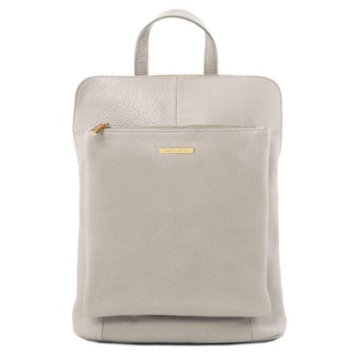 Tuscany Leather Backpacks Ljusgrå TL Bag - Mjuk Läderryggsäck Axelväska