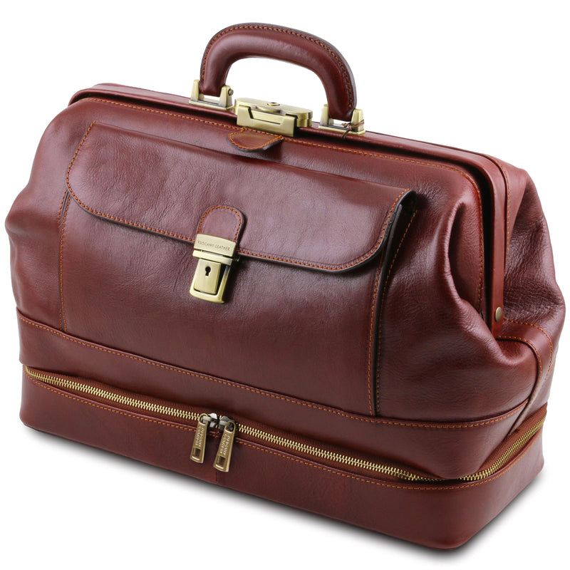 Tuscany Leather Businessbags GIOTTO Dubbelbottnad Exklusiv Doktorsväska i läder