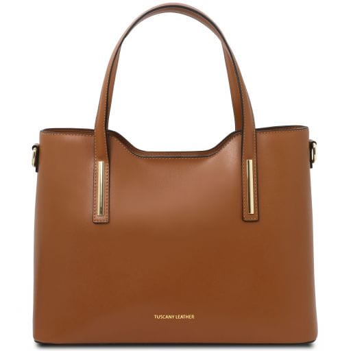 Tuscany Leather Leather handbags Cognac Olimpia - Läder Tote stor storlek