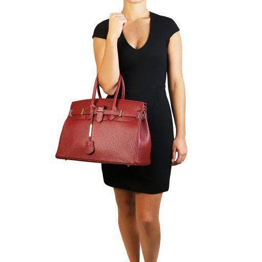 TL Bag - Läderhandväska med Guldspännen - NewBag4you